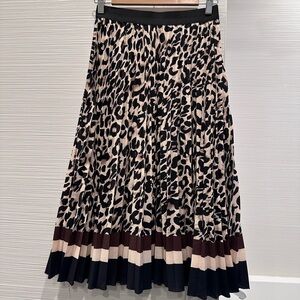 WD.NY Animal Print A-Line Skirt with Colorblock Hem